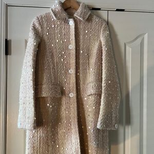 Banana Republic Pink Cream Wool Coat Sequins Small